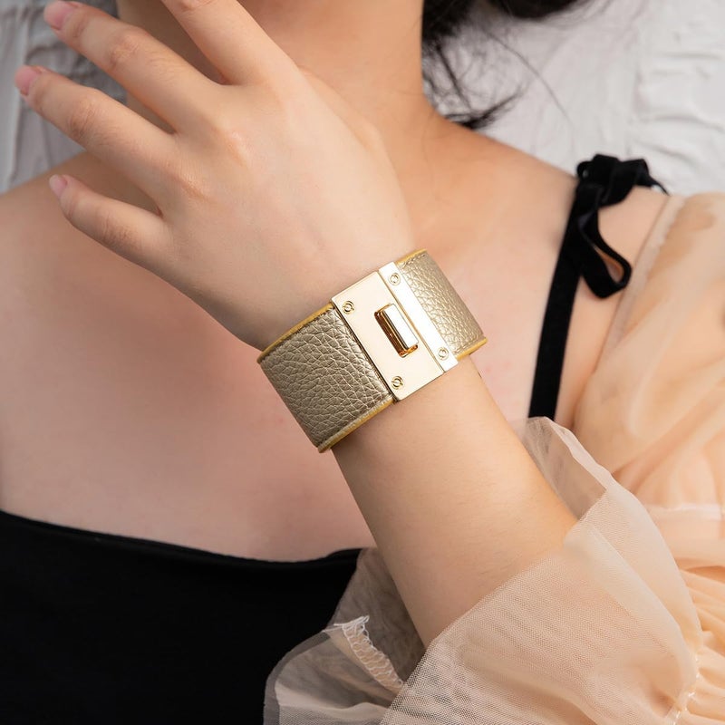 Rantanto Braid Leather Wrap Bracelet Trendy Stackable Crystal Cuff Boho Gold Heart Bracelet Jewelry Gift For Women - Image 2